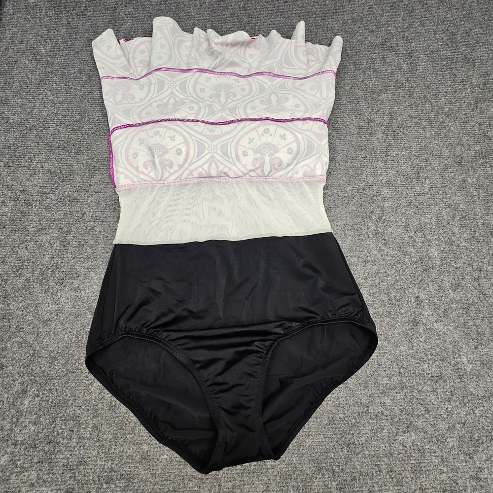 Swim Solutions Fauxkini 8 Magenta Triple Tier Paisley Tummy Control Swimsuit - Picture 4 of 11